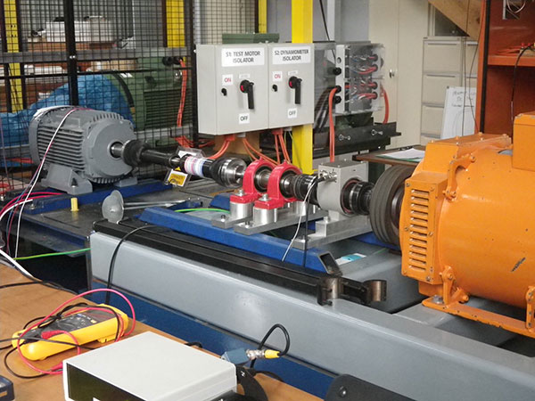 11 kW motor efficiency test bed in temperature-controlled lab